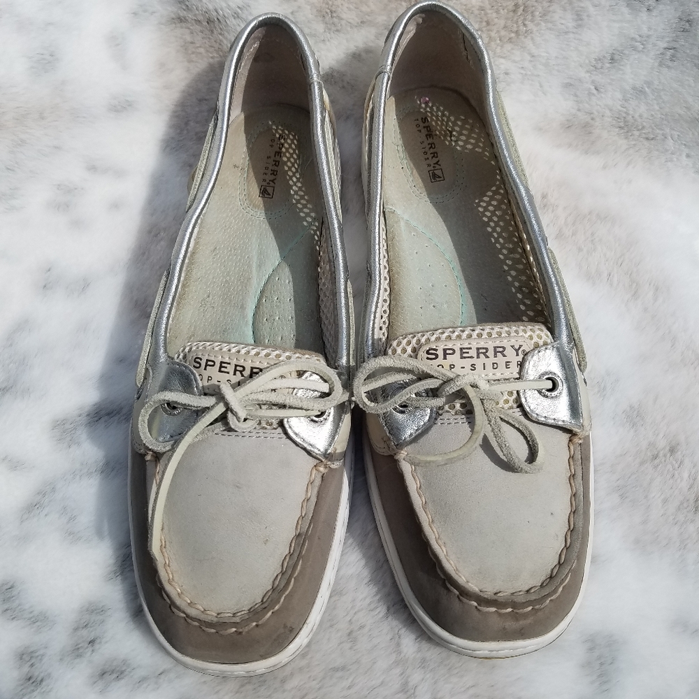Sperry Top Sider Womens Boat Shoe Size 10M Leather Gray Slip on Driving Moccasin